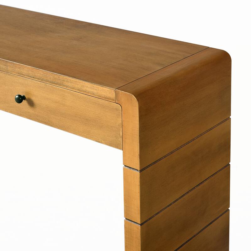 Curved Console Table with Storage,Natural