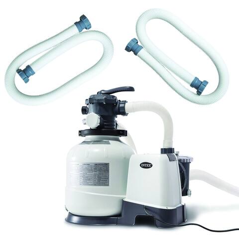 Intex Above Ground Pool Sand Filter Pump Bundled with Replacement Hose (2 Pack) - 45.87