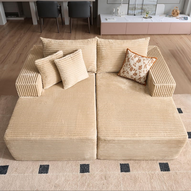 OVIOS Plush Sponge Double Chaise Lounge Sofa