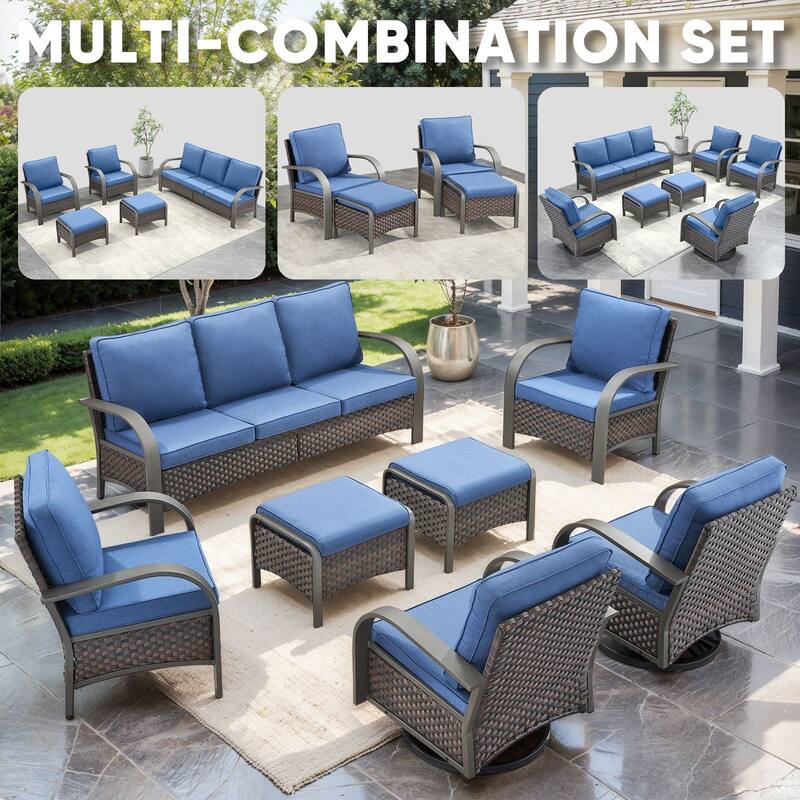 Outside Patio Swivel Chair Glider Chair with Ottomans