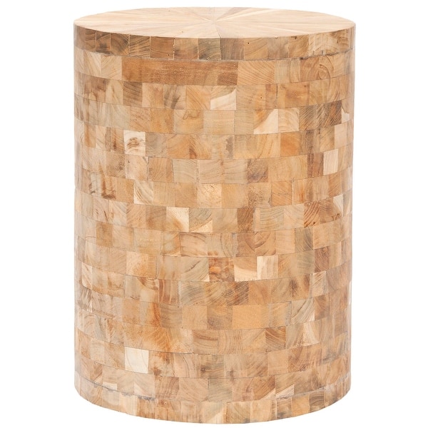 slide 2 of 2, SAFAVIEH Tioga Light Maple Teak Wood Stool - 12" x 12" x 15.5"