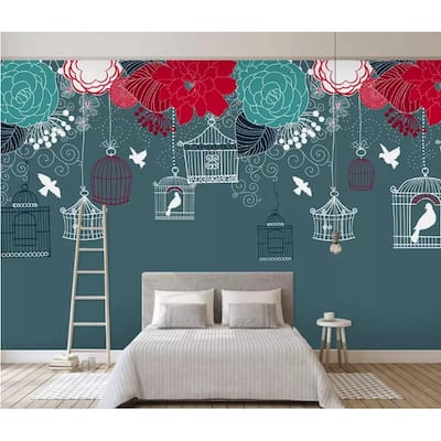 GK Wall Design Vintage Cage Floral Nursery Removable Wallpaper