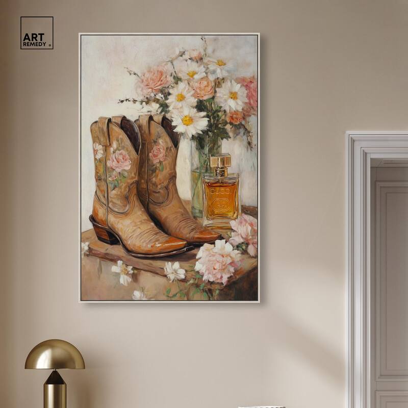 Delicate Floral Boots II Canvas by Art Remedy