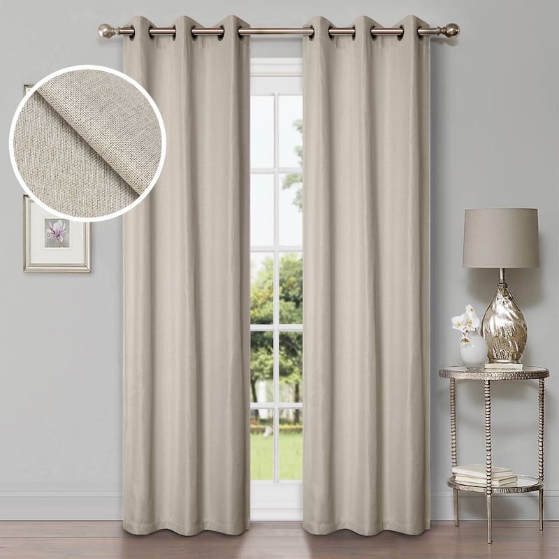 Superior Linen Washable Room Darkening Curtains, Set of 2 Panels - 42" x 108" - Ivory