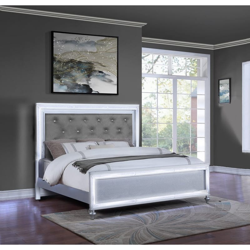Giana Crystal Tufted Headboard w/LED lights Bedframe