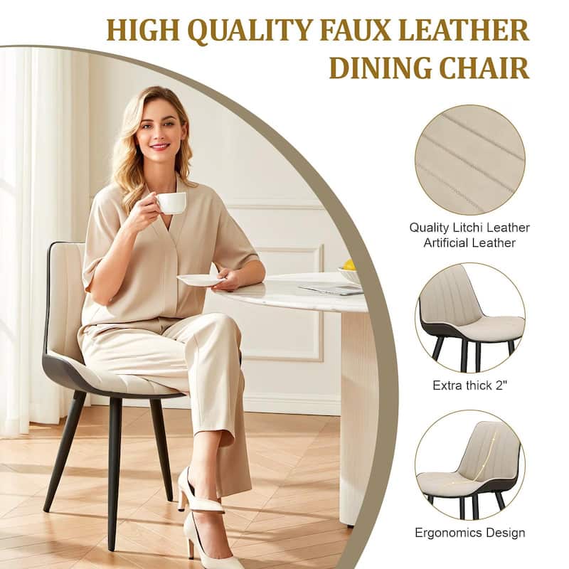 Padded Chair khaki Side Chair Set of 6 Dining Chair Vanity Chair Accent Chair Reception Chair with Metal Legs