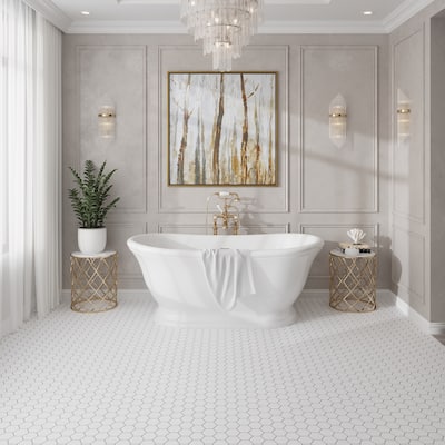 Apollo tile 10 x 12 Nubes Snow White Thassos Honed Marble Tile (4.46 sq ft/case) - 5 Pack