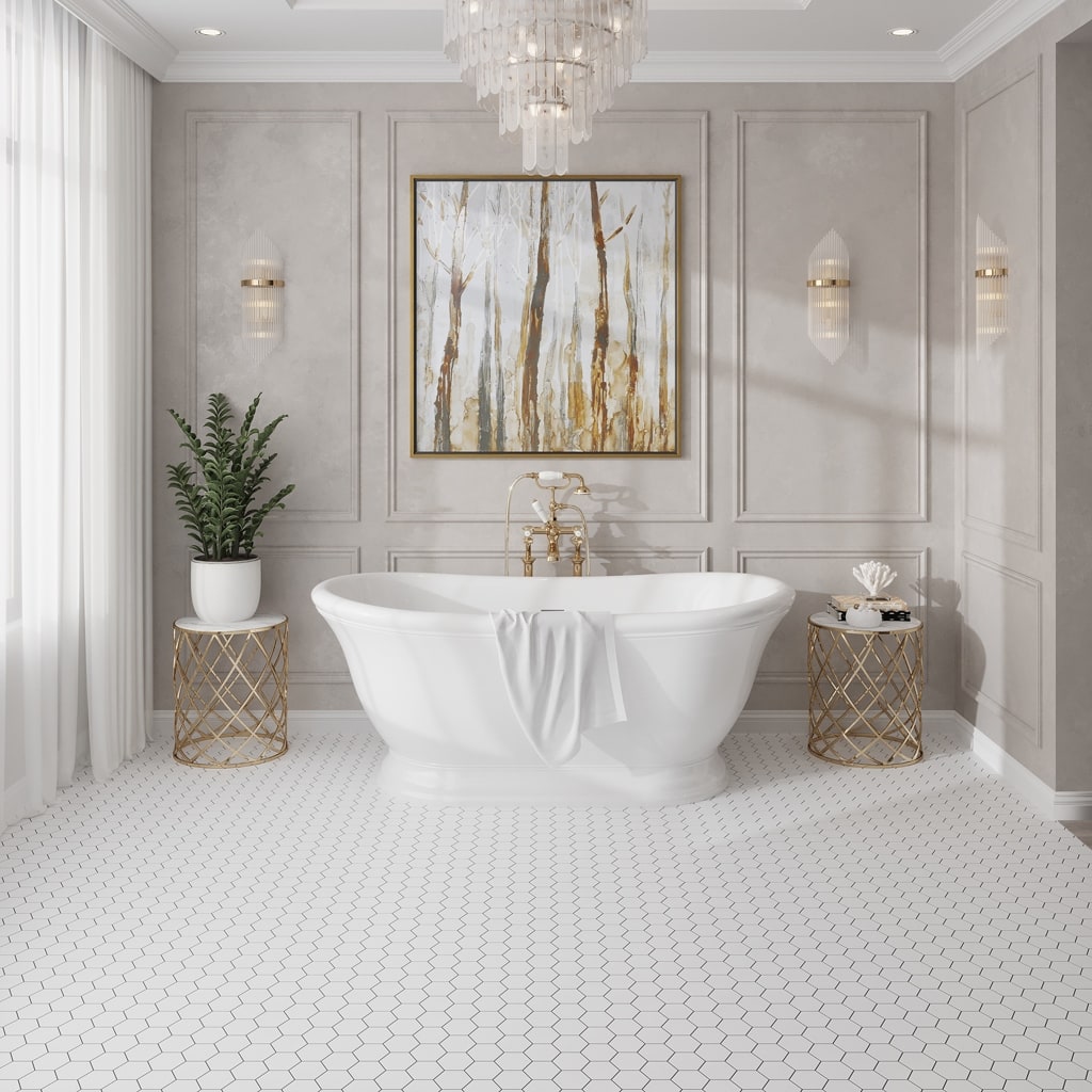 Apollo tile 10 x 12 Nubes Snow White Thassos Honed Marble Tile (4.46 sq ft/case) - 5 Pack