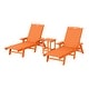 preview thumbnail 67 of 96, Laguna Hdpe All Weather Outdoor Patio Pool Reclining Chaise Lounges With Square Side Table (3-Piece Set) Orange