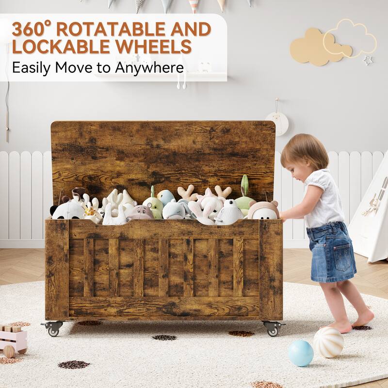 39.4'' Wooden Storage Bench With 2 Safety Hinges