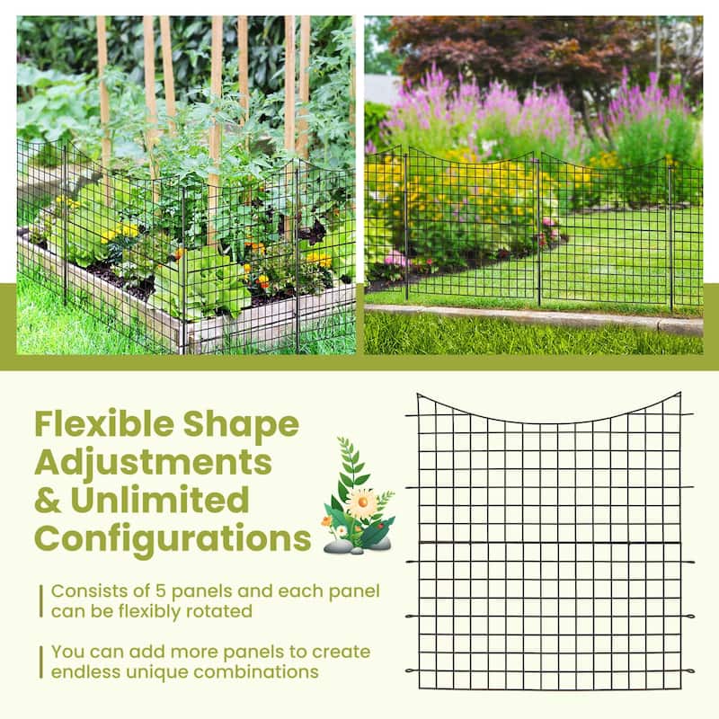 Costway 39'' Tall Outdoor Animal Barrier Decorative Garden Fence with - See Details