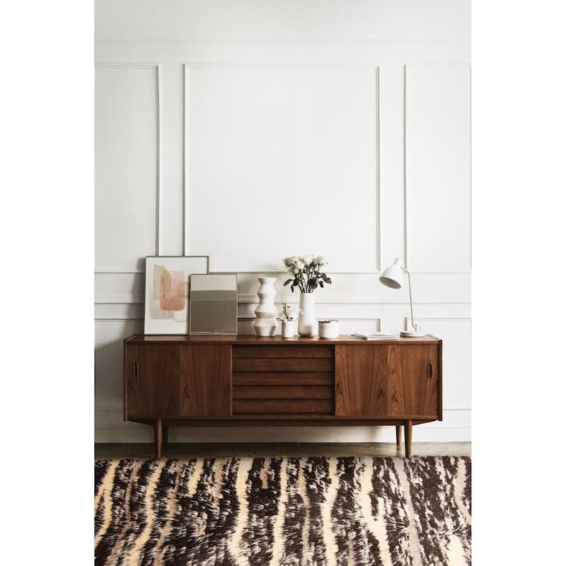 ECARPETGALLERY Braid weave Sienna Dark Brown Wool Rug - 5'3 x 7'10