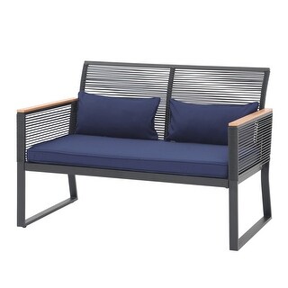 Patio Wicker Loveseat with Cushions