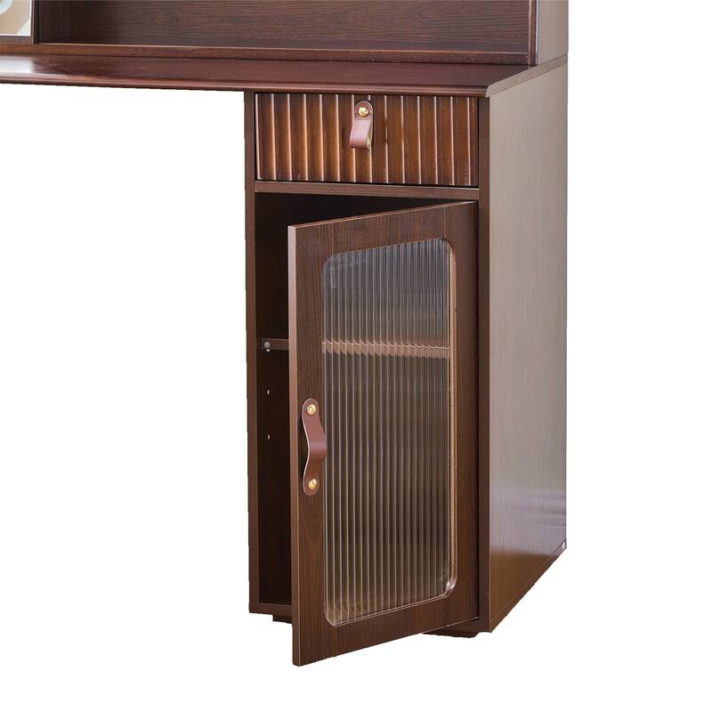 Makeup Vanity Desk with Chair and 3 Modes Adjustable Lighted Mirror