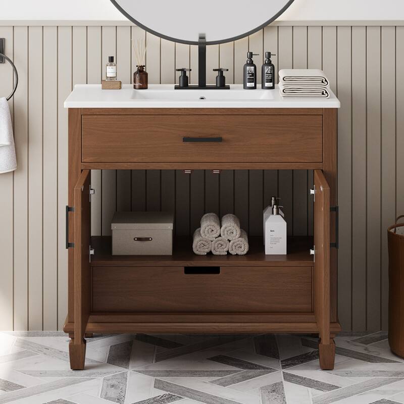 36"Freestanding Bathroom Vanity with Ceramic Sink