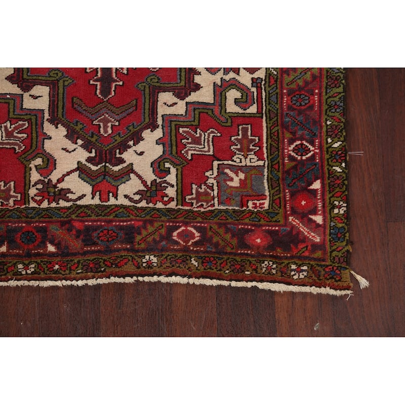 Geometric Traditional Heriz Persian Area Rug Hand-knotted Wool Carpet - 3'7" x 7'1"