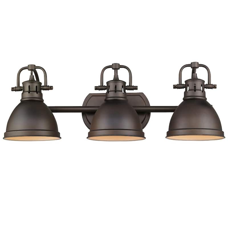 Golden Lighting Duncan Rubbed Bronze Steel 3-light Bath Vanity - 8.25" L x 24.5" W x 8.5" H