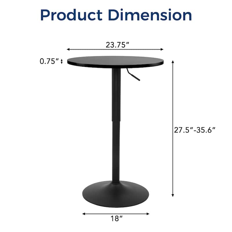 360 Swivel Round Pub Table Height Adjustable Bar Table 27.5-35.6 inches
