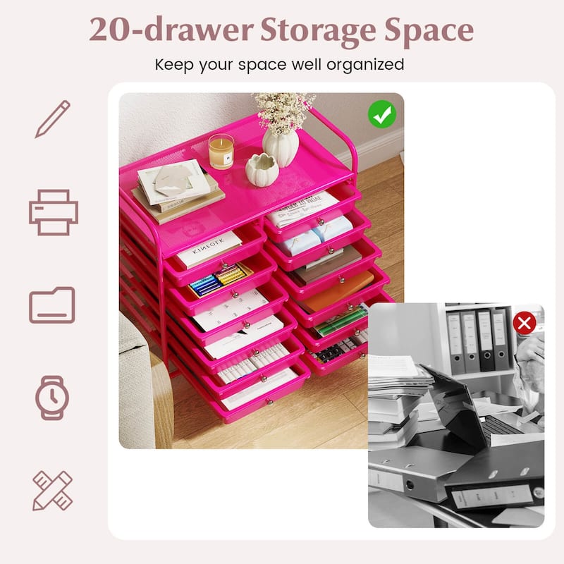Costway 12 Drawers Rolling Cart Storage Scrapbook Paper Studio - See Details