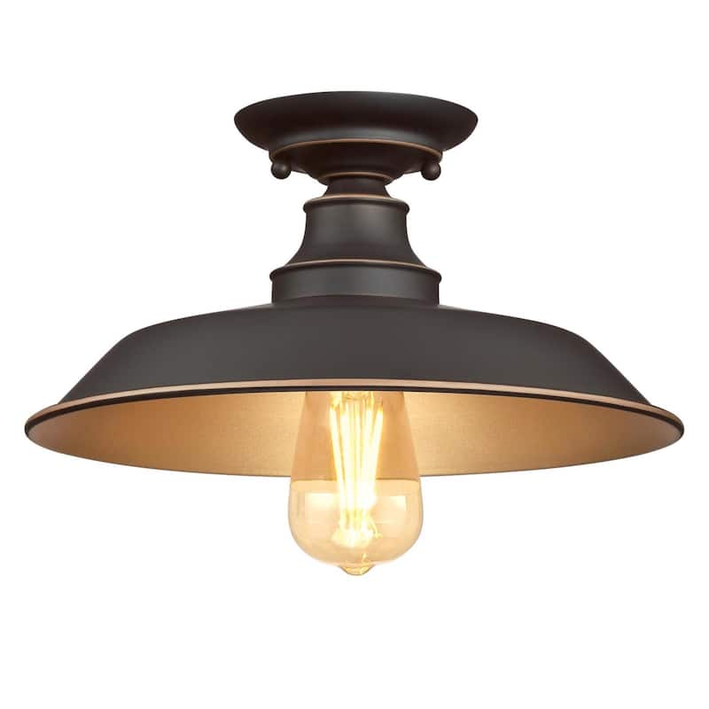 Westinghouse Lighting Iron Hill 12-Inch, One-Light Indoor Semi-Flush Mount Ceiling Fixture - Oil Rubbed Bronze with Highlights