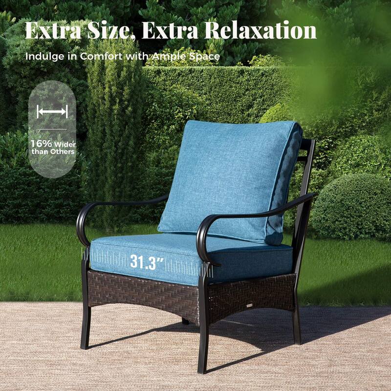 MAISON ARTS Patio Furniture Set with 56" Fire Pit Table, Deep Seating Sofa & Swivel, Rocking, and Fixed Chairs (5 Seats, Beige)