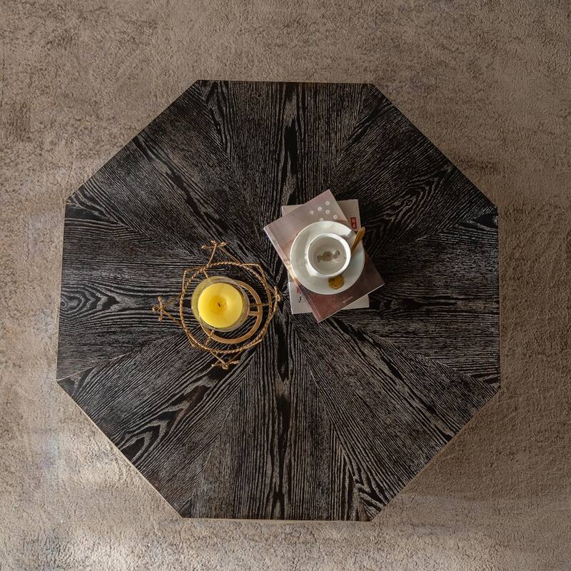 Living Room Home Rustic Cocktail Table Center Large Circle Coffee Table