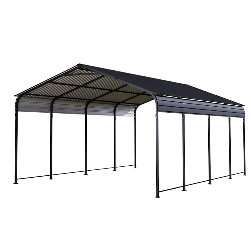12x20 FT Heavy Duty Metal Carport With Galvanized Steel Roof With Enhanced Base Outdoor Car Port Shelter