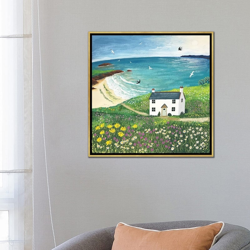 iCanvas "Seaside Cottage" by Jo Grundy Framed Canvas Print