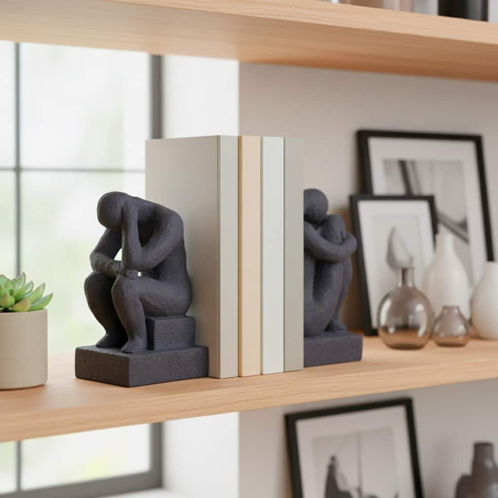 Decorative Abstract Human Figurine Bookends - Set of 2, 7"