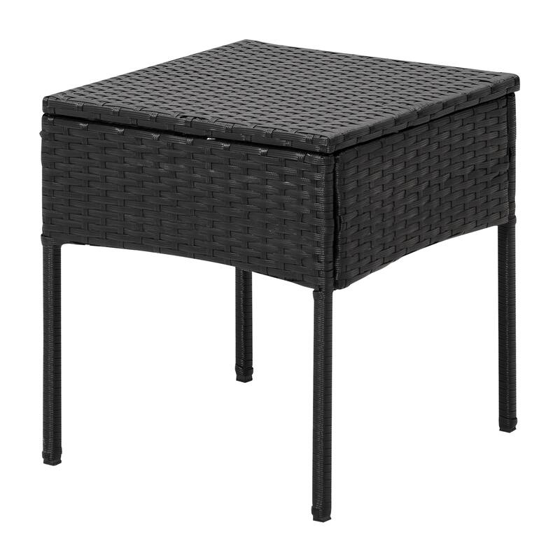 Rattan Wicker Patio Chat Set Outdoor Table and Chairs with Cushions - set of 3