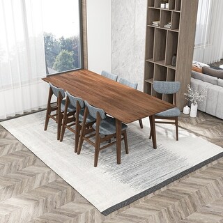 Astoria Modern Solid Wood Walnut Dining Table and 6 Chair Set - Bed ...