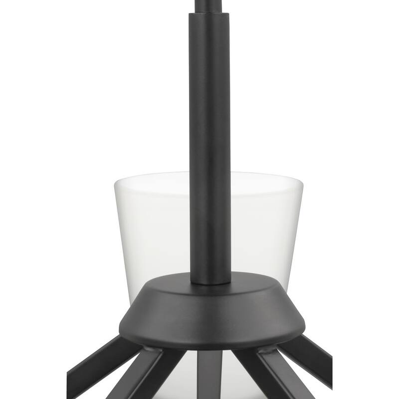Vertex Collection Five-Light Matte Black Etched White Contemporary Chandelier - 22.5 in x 22.5 in x 15.25 in