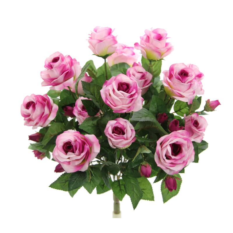5 Stems Faux Rose and Rose Bud Flower Bush