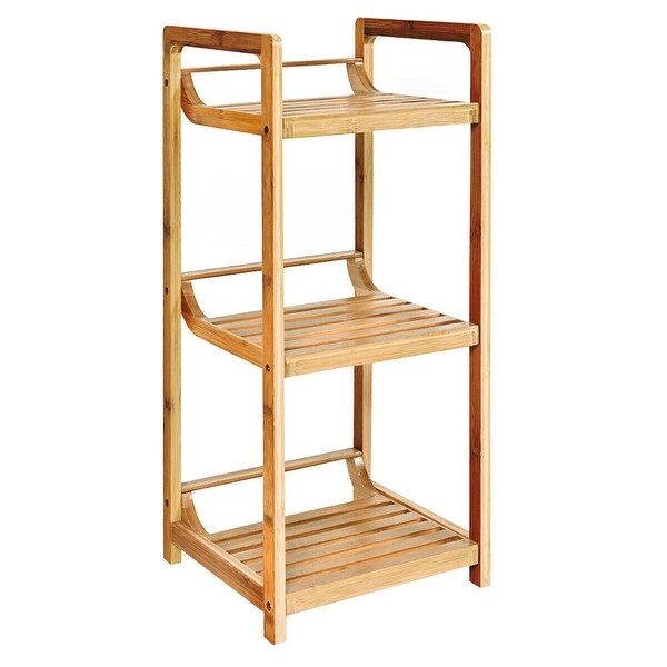 Costway 3 Tier Bathroom Shelf Bamboo Bath Storage Space Saver
