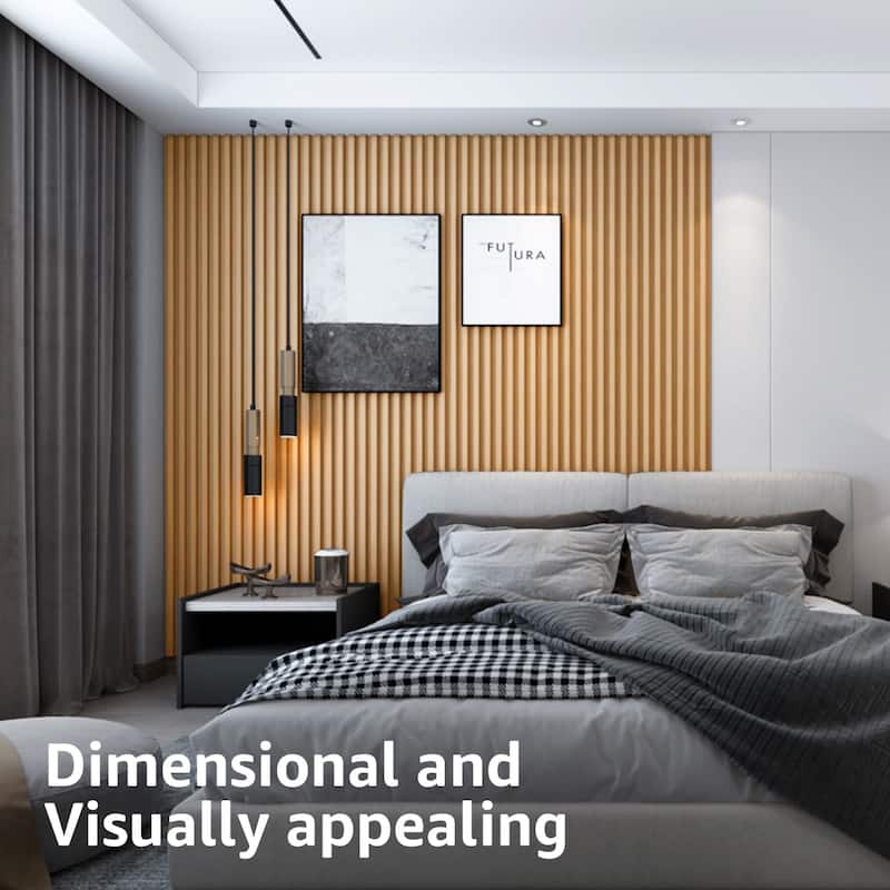 Art3d 103.94''x5.71'' Slat Wood Wall Paneling for Interior and Ceiling Decoration,4-Pack