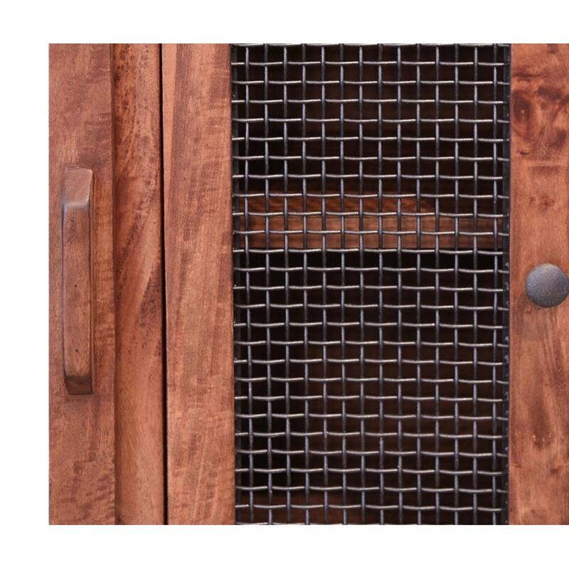 HomeRoots 70" Brown Solid Wood Cabinet Enclosed Storage Distressed TV Stand - 70' X '34.75' X '17.75