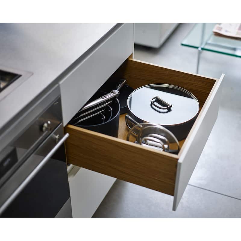 Joseph Joseph Space Ceramic Non-Stick 5 Qt. Shallow Casserole with Folding Handles and Lid