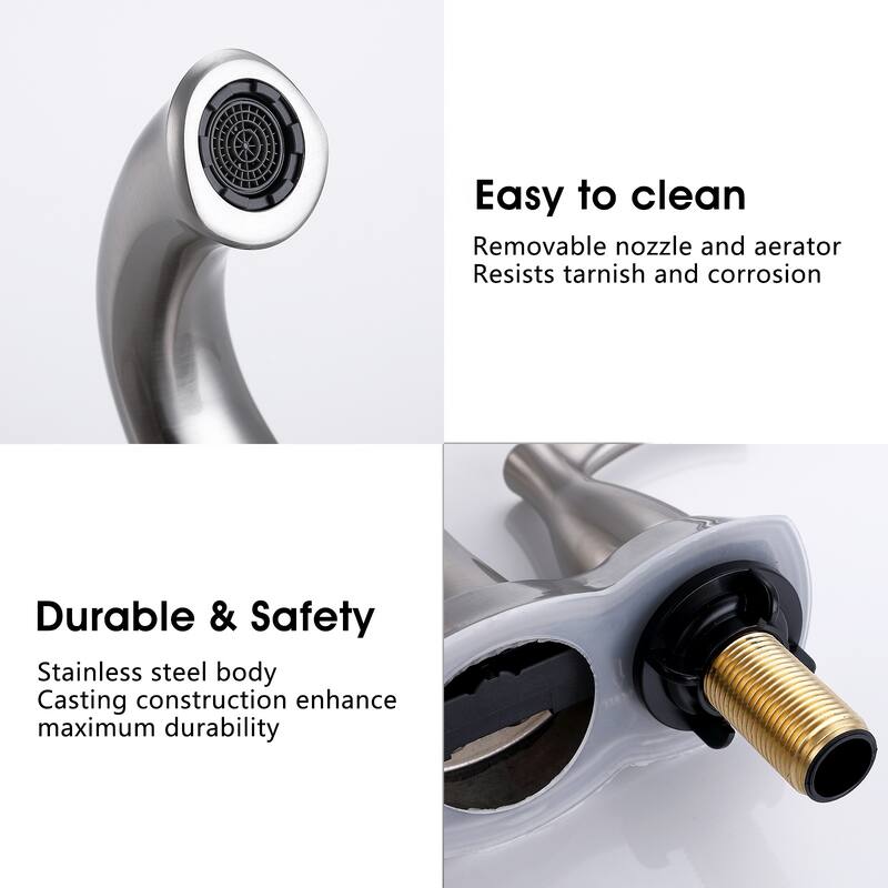 Topcraft Two Handle Bathroom Sink Faucet with Pop-Up Drainer