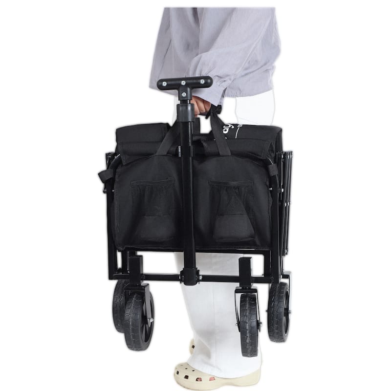 Expandable Dual-Layer Utility Wagon With 100% Extra Space-Grocery Cart For Camping,Shopping,Sports,Gardening,Fishing