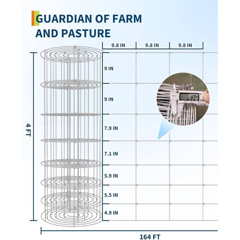 4FT X 164FT X 0.59IN Heavy Duty Galvanized Wire Fence for Garden & Yard - 4FT X 164FT X 0.59IN