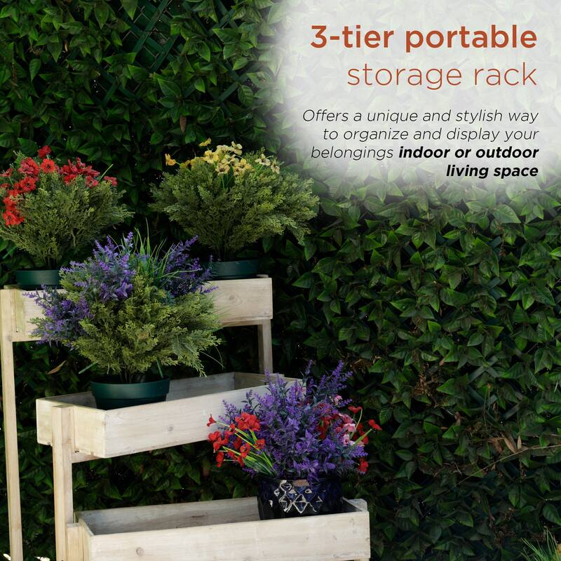 Wooden 3-Tier Movable Shelf Storage Rack