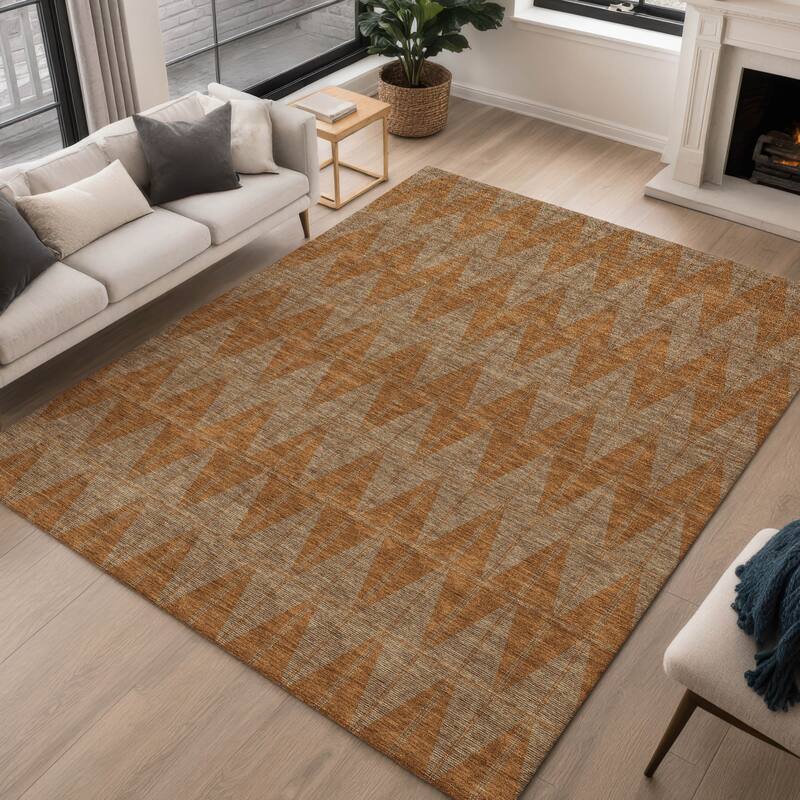 Machine Washable Indoor/ Outdoor Modern Zeke Chantille Rug