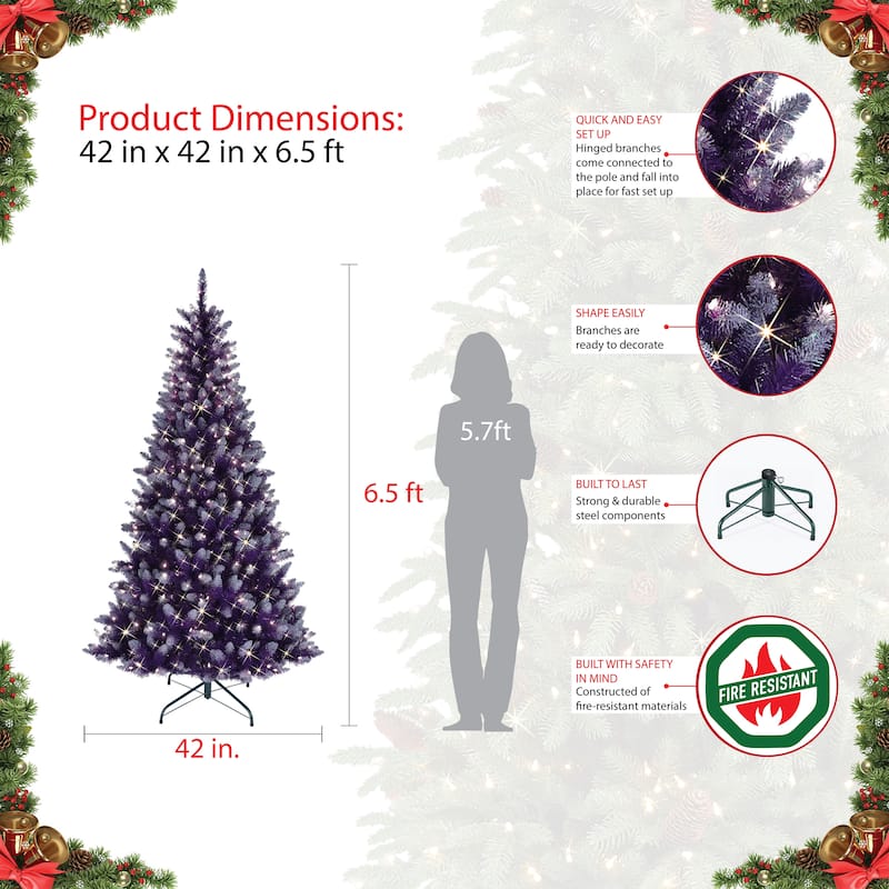 Puleo International 6.5' Pre-Lit Fashion Purple Artificial Christmas Tree