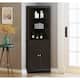 Spirich -Bathroom Storage,Tall Corner Cabinet with 2 Doors and 3 Tier Shelves,White - Brown - Painted