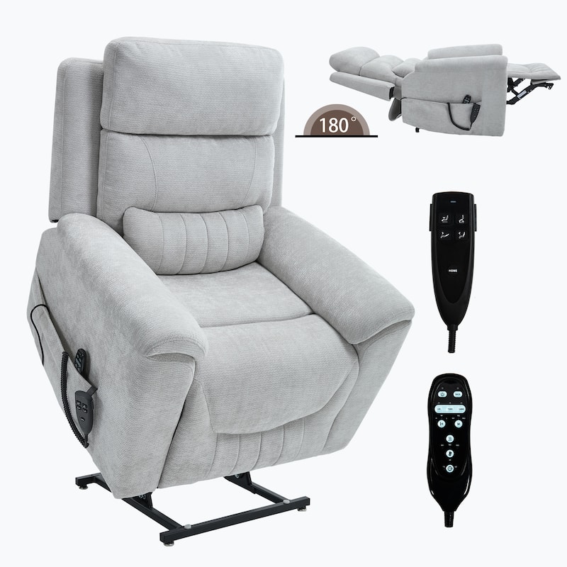 Roomfitters Dual Motor Power Lift Recliner 180 Flat Infinite Position Heat Massage Heavy Duty Leatherair Sofa