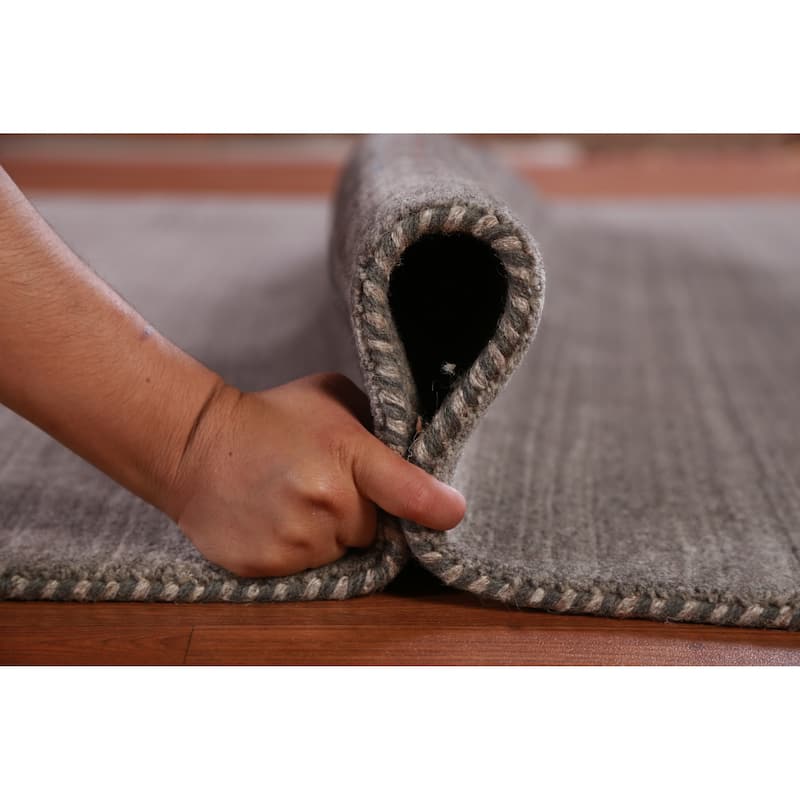 Hand Knotted Oriental 100% Wool Carpet Tribal Tribal Greys & Charcoal Gabbeh Area Rug - 9' 8'' X 7' 11''