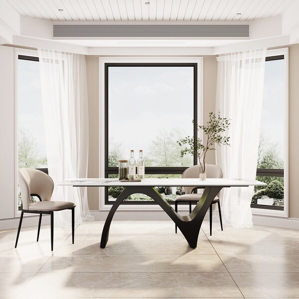 Modern Rectangular Dining Table, Sintered Stone Table-top, N