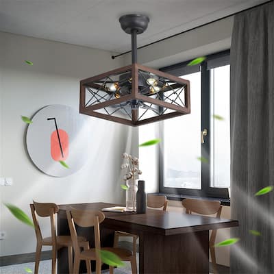 Caged Ceiling Fan with Lights Remote Control