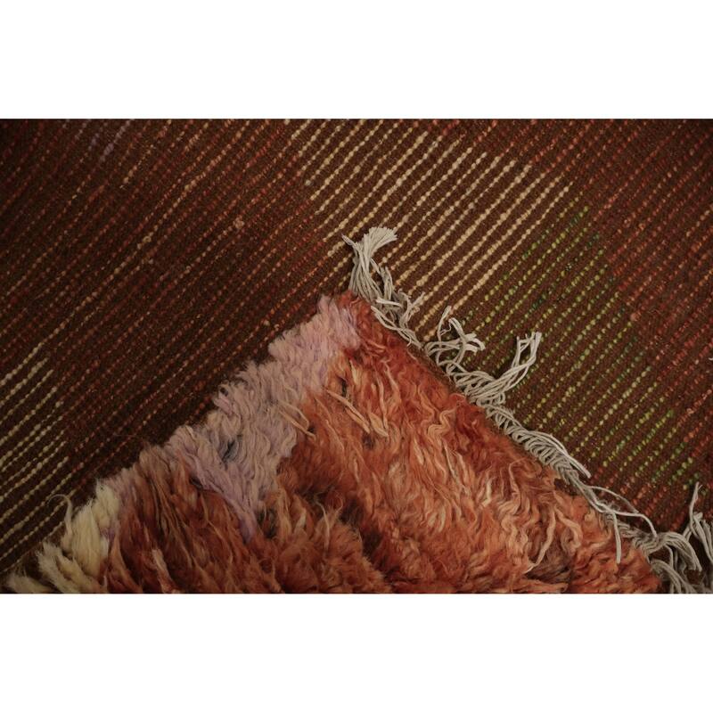 Hand Knotted Oriental 100% Wool Carpet Modern Tribal Oranges & Rust Moroccan Area Rug - 9' 11'' X 6' 5''