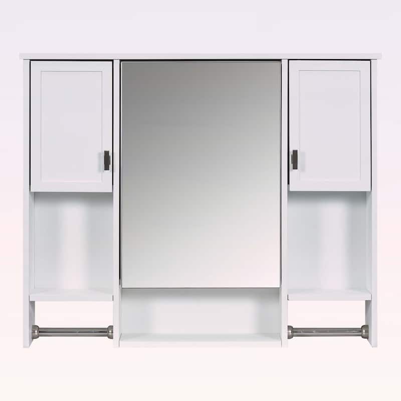 35'' x 28'' Modern Wall Mounted Bathroom Storage Cabinet with Mirror and Towel Bar,Space-Saving and Stylish Design